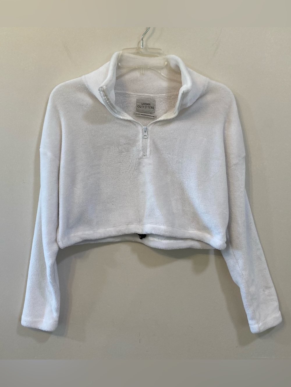 Urban Outfitters Angela Fleece Pullover White Sweater Womens Sz XS Quarter Zip
